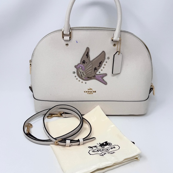 Coach Cream Sierra Satchel with Bird Appliqué - Picture 1 of 8